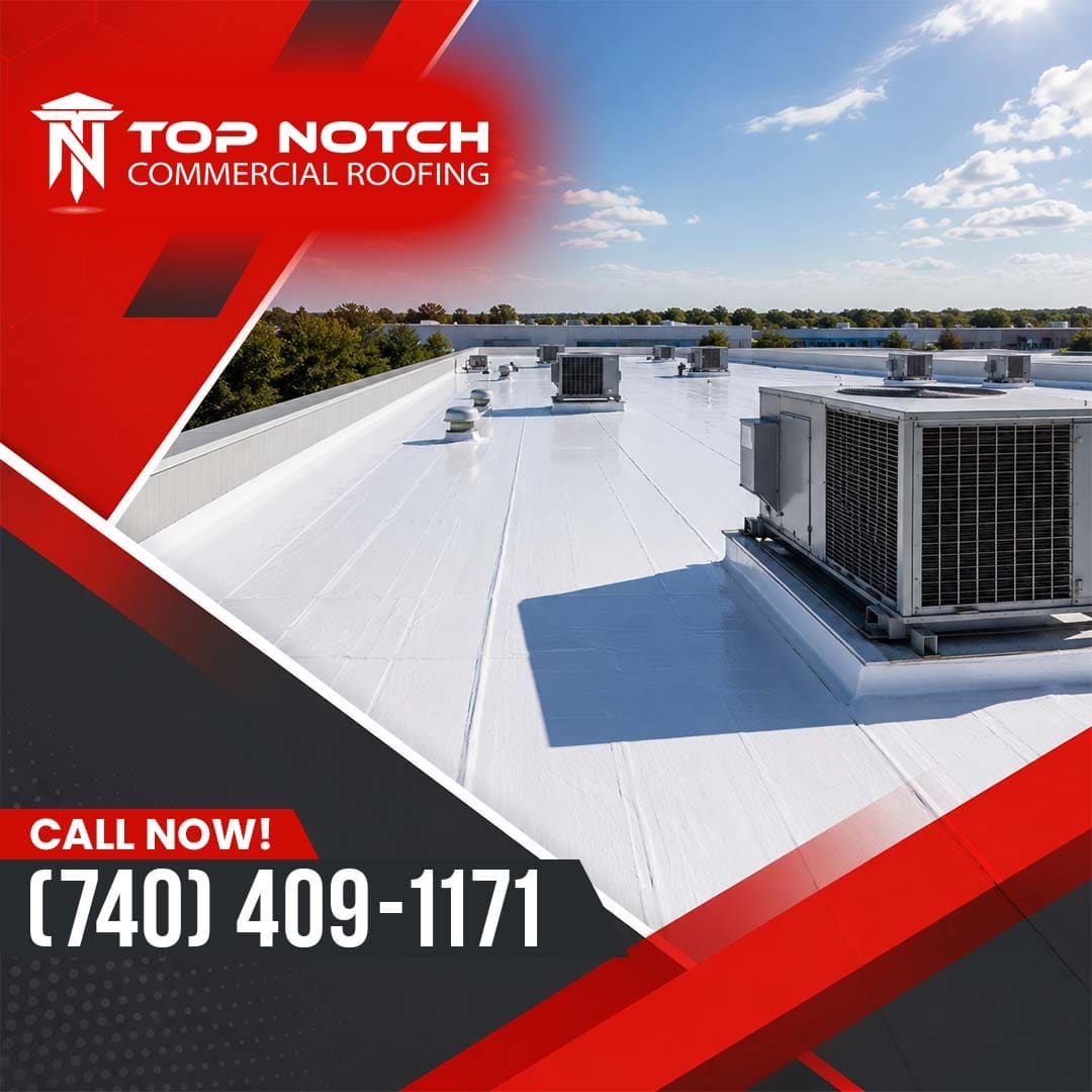 Sun-damaged commercial flat roof