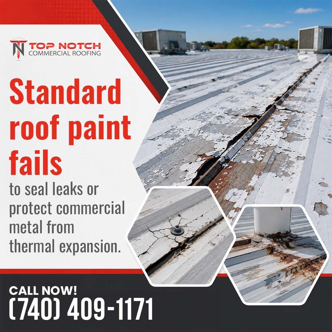 Reflective metal roof coating on warehouse